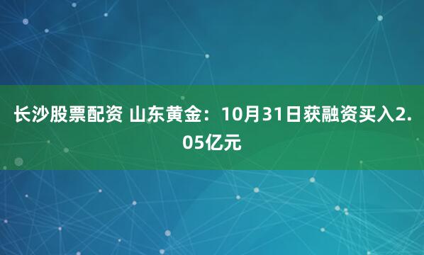 长沙股票配资 山东黄金：10月31日获融资买入2.05亿元