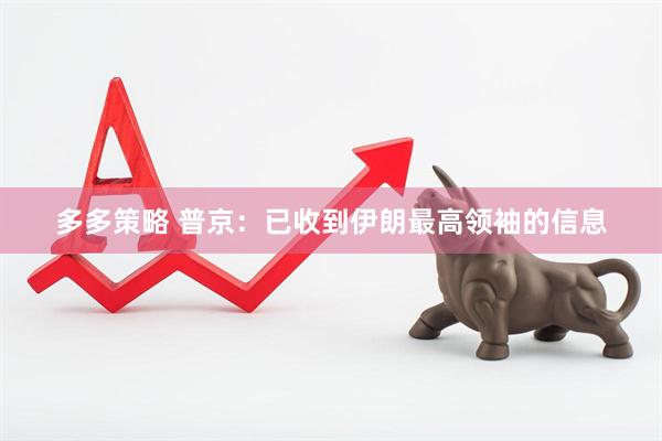 多多策略 普京：已收到伊朗最高领袖的信息